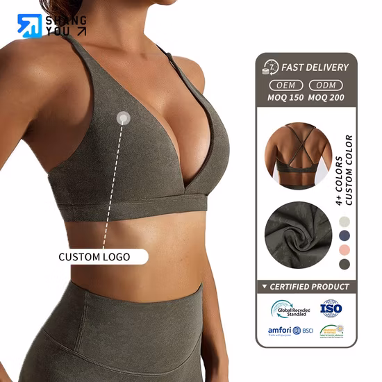 China Manufactory Venta al por mayor Nuevas mujeres Stretch Strappy Cross Back Sports Yoga Running Workout Active Fitness Gym Sports Bra