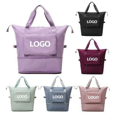 Proveedor de bolsas de lona de viaje impermeables para deportes, Fitness, bolsa ajustable para gimnasio y Yoga, bolso de viaje de gran capacidad, bolso de fin de semana para mujer